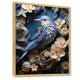 Surreal Nest Bird On Flowers - Blue Bird Wall Art