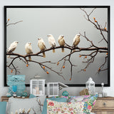 Contemporary Flock Of Birds On Branch - Bird Home Decor Art