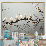 Contemporary Flock Of Birds On Branch - Bird Home Decor Art