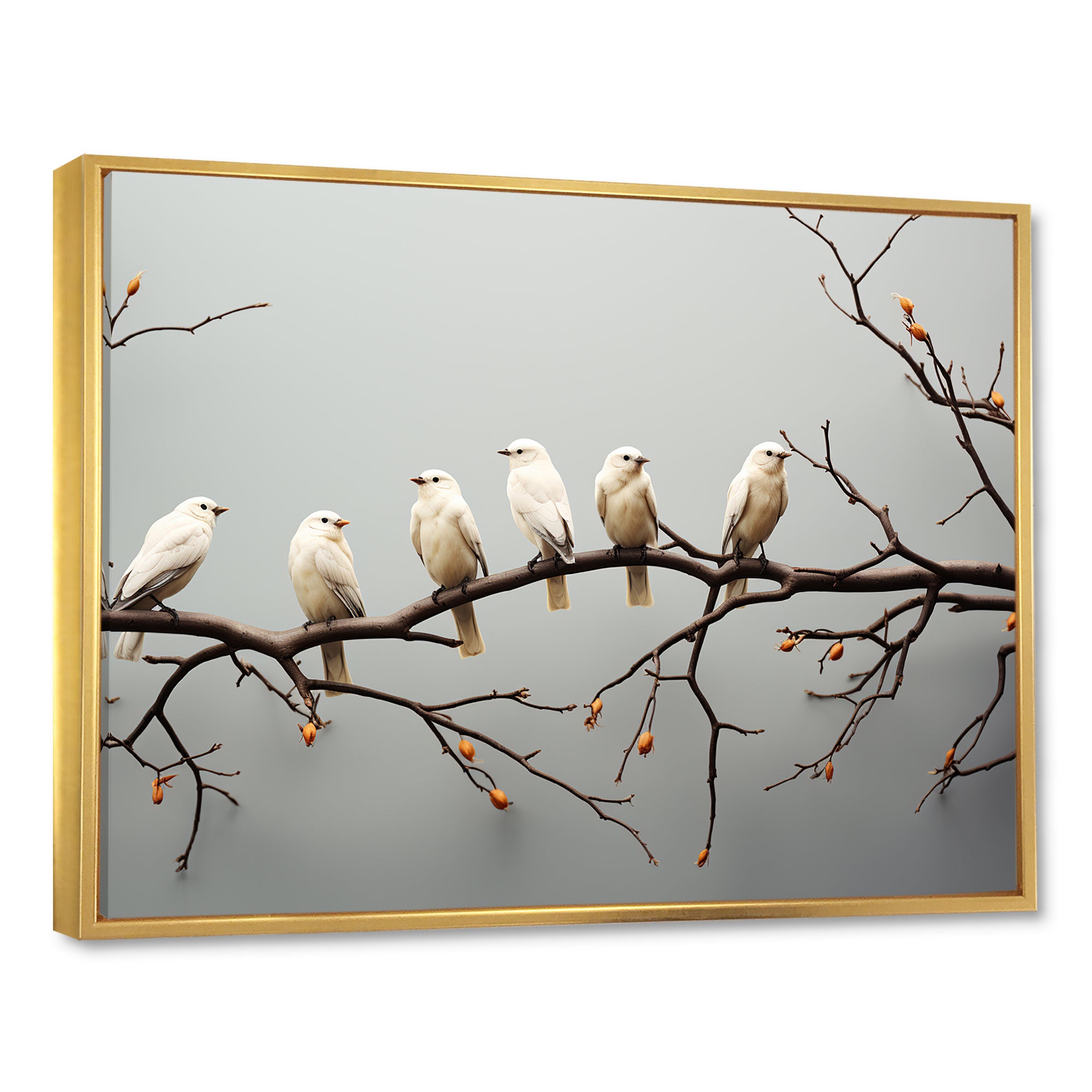 Contemporary Flock Of Birds On Branch - Bird Home Decor Art