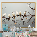 Contemporary Flock Of Birds On Branch - Bird Home Decor Art