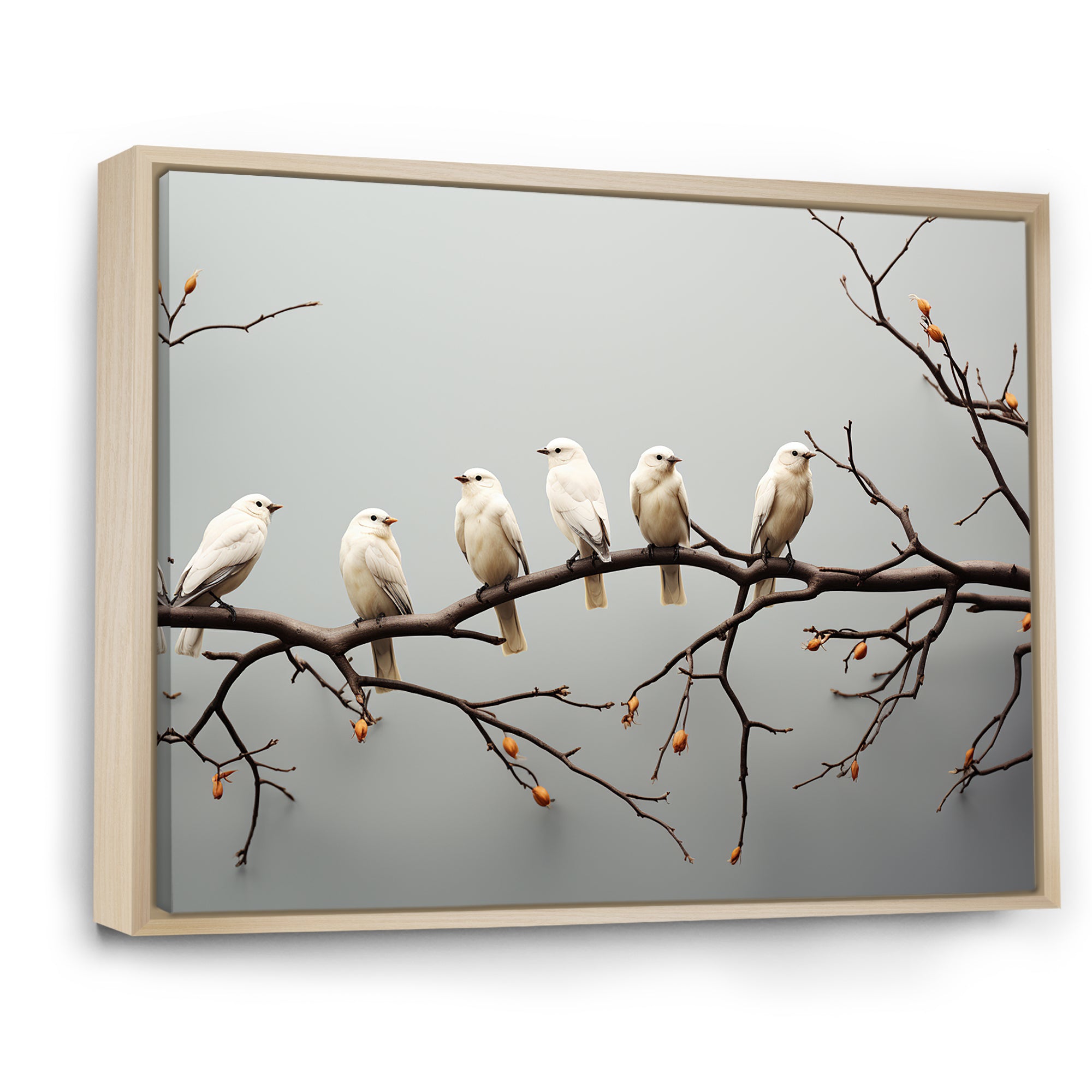 Contemporary Flock Of Birds On Branch - Bird Home Decor Art
