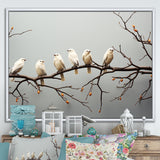 Contemporary Flock Of Birds On Branch - Bird Home Decor Art