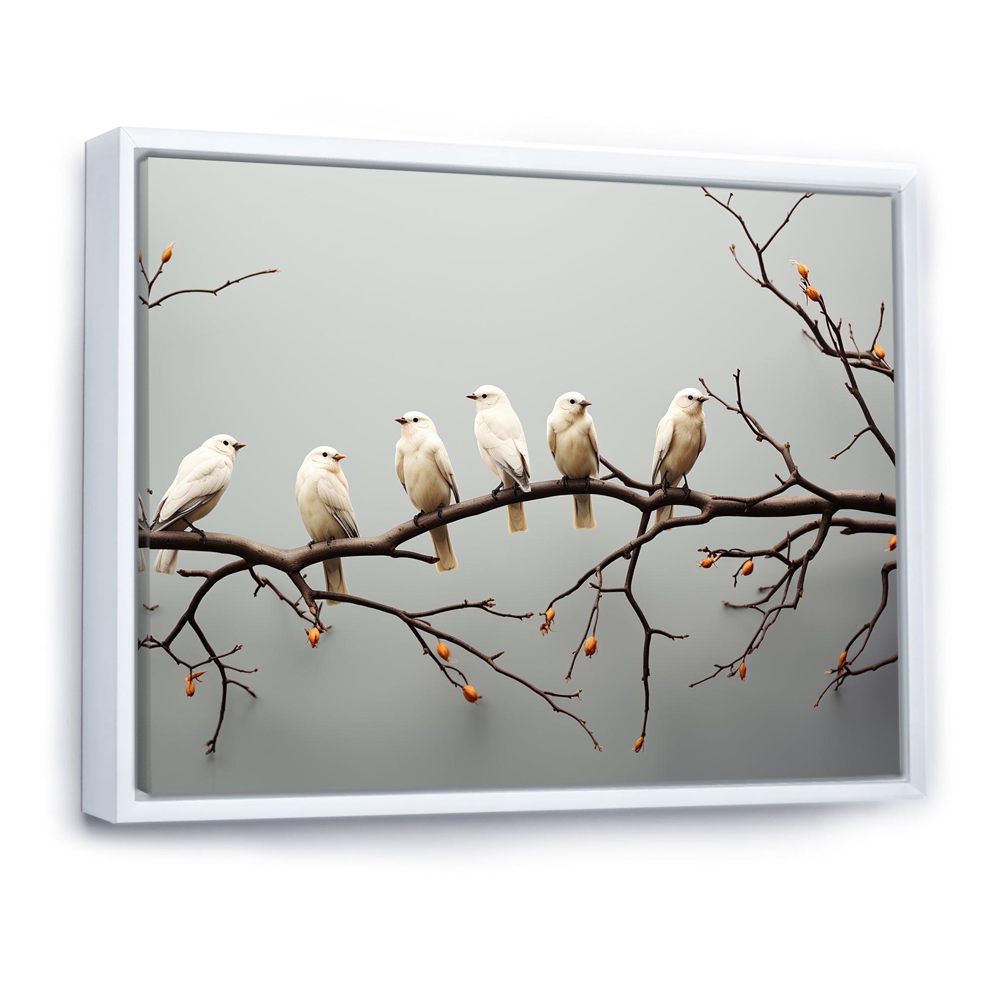 Contemporary Flock Of Birds On Branch - Bird Home Decor Art