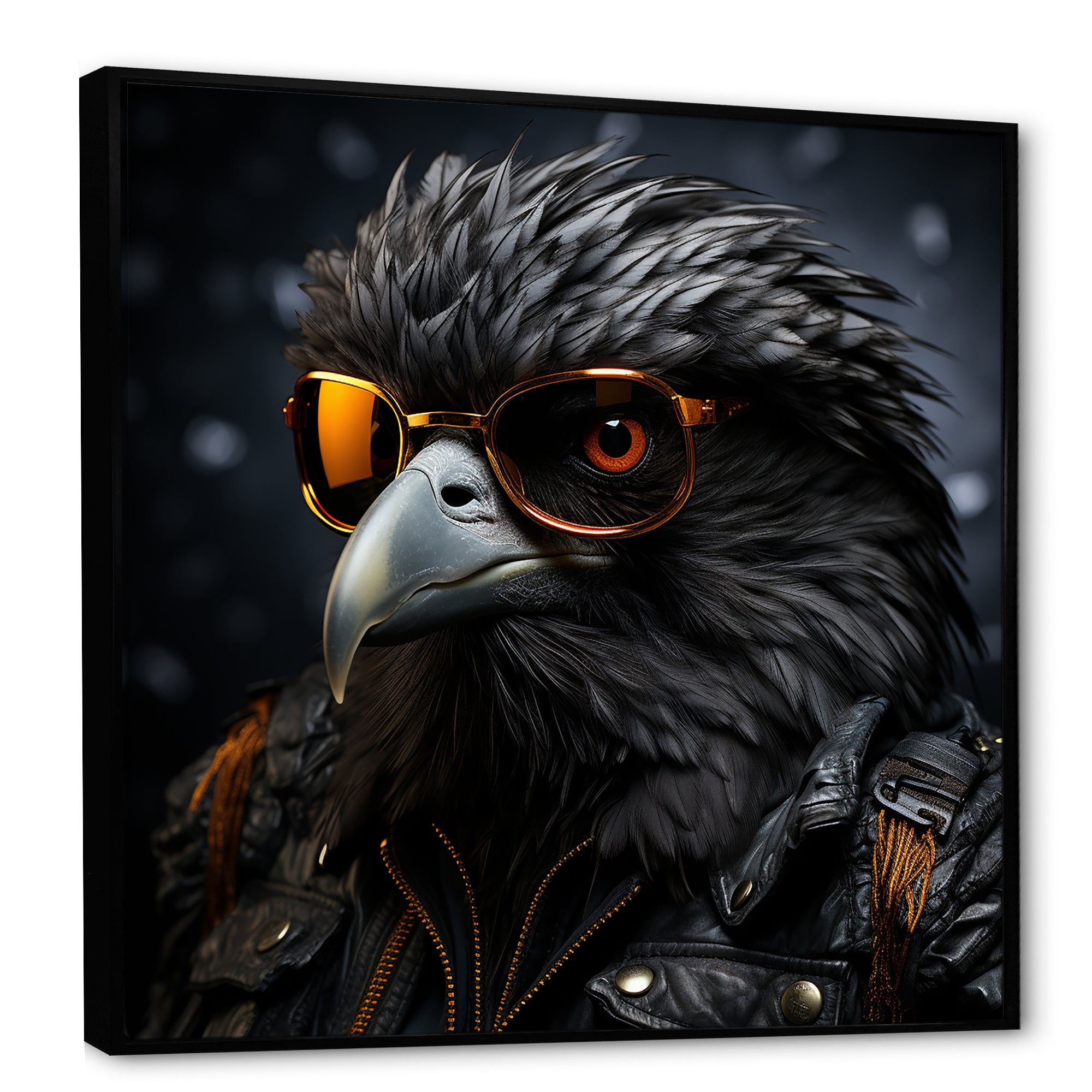 Cool Black Bird Noir Aviators - Bird Living Room Wall Art
