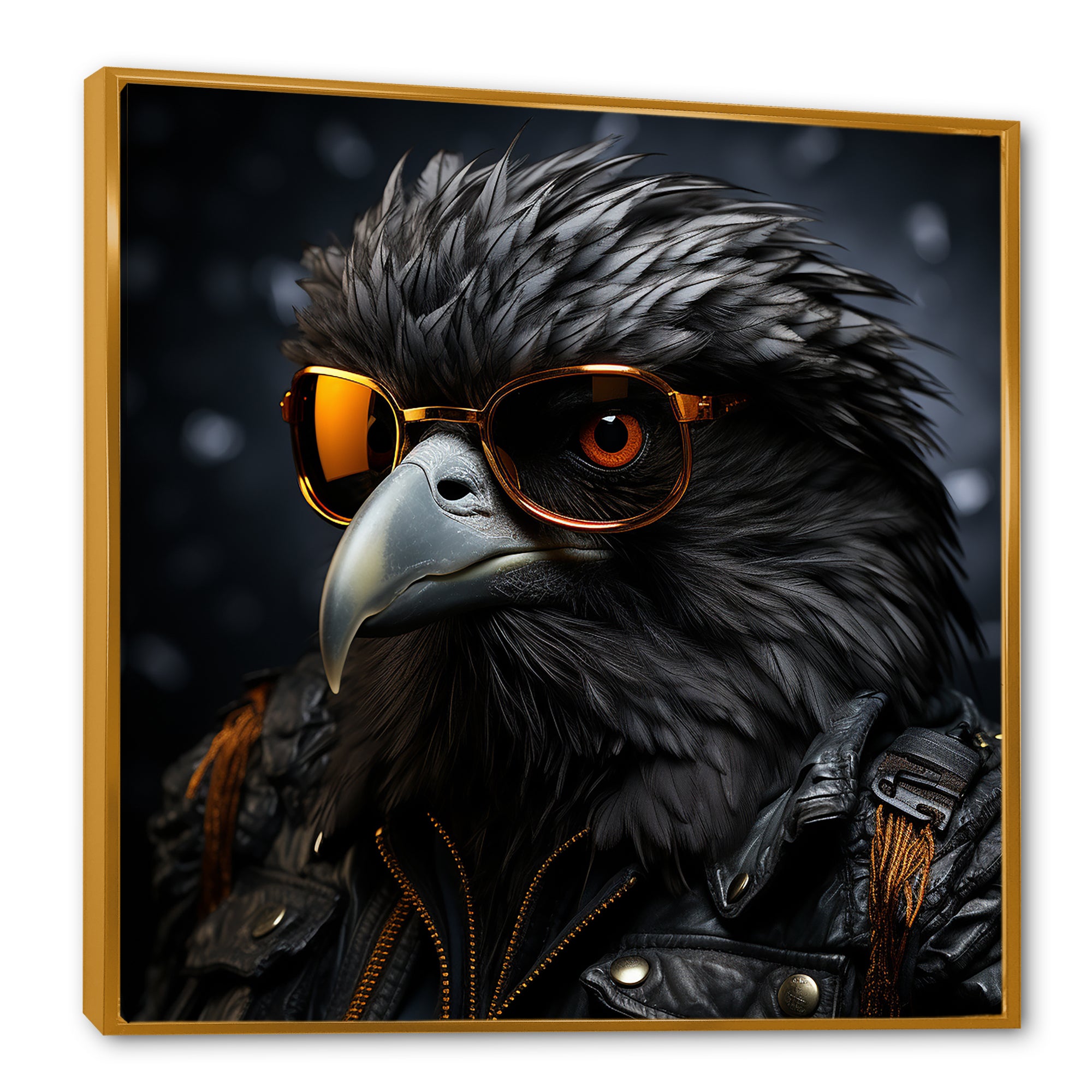 Cool Black Bird Noir Aviators - Bird Living Room Wall Art