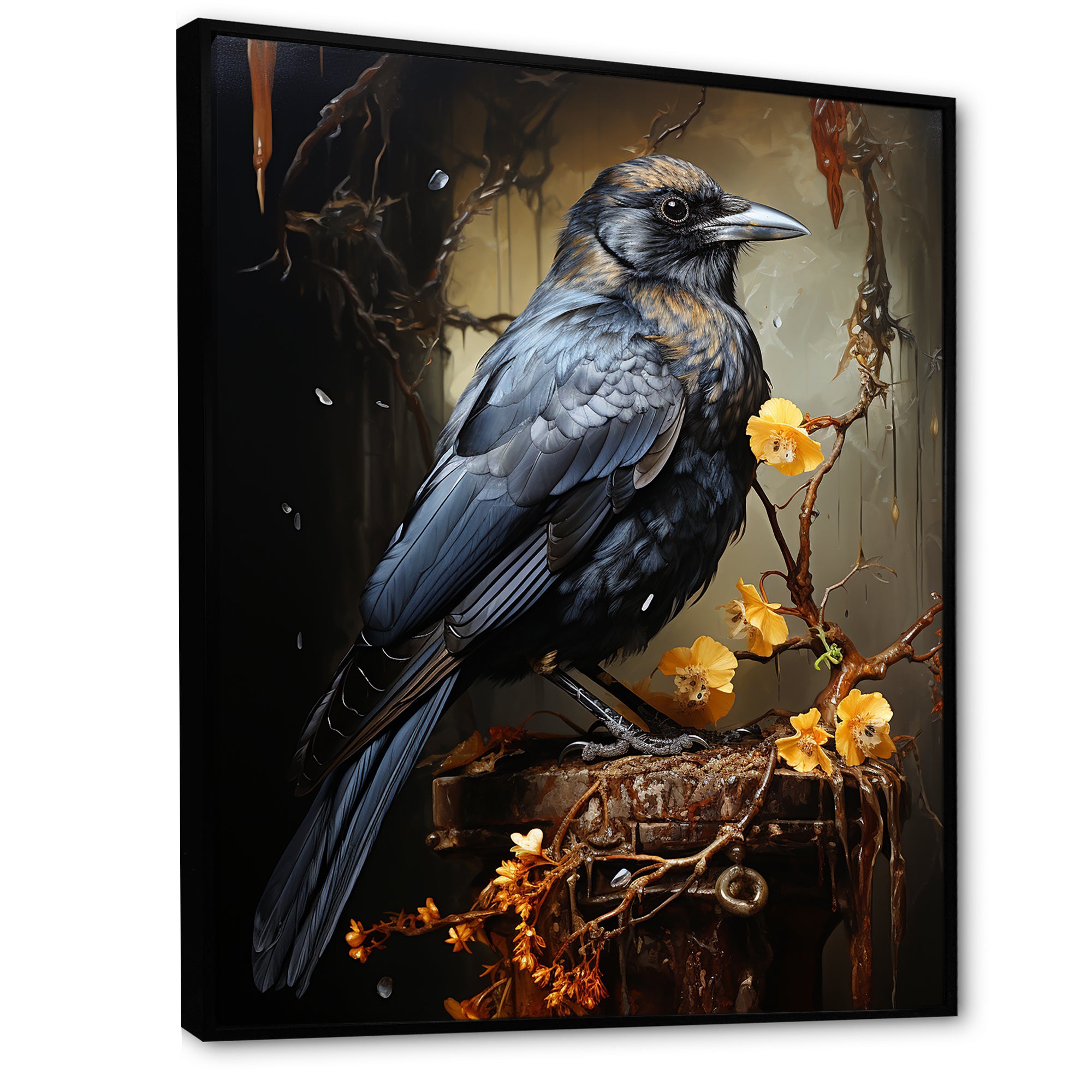 Noir Black Shadows Cast A Mysterious Ambiance - Bird Canvas Wall Art