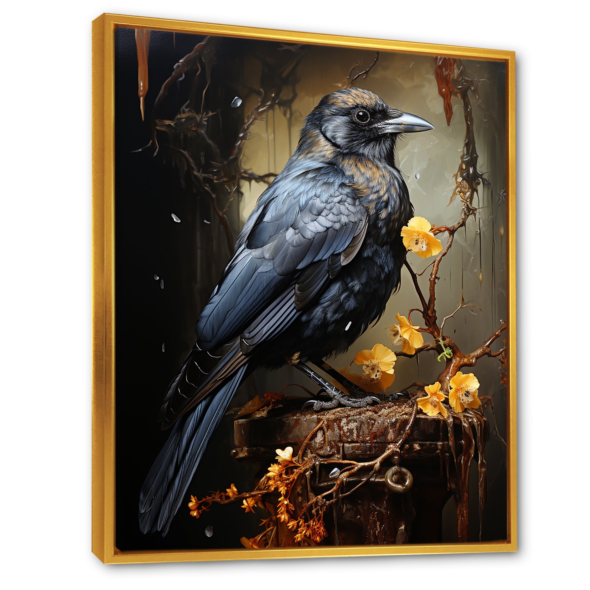 Noir Black Shadows Cast A Mysterious Ambiance - Bird Canvas Wall Art