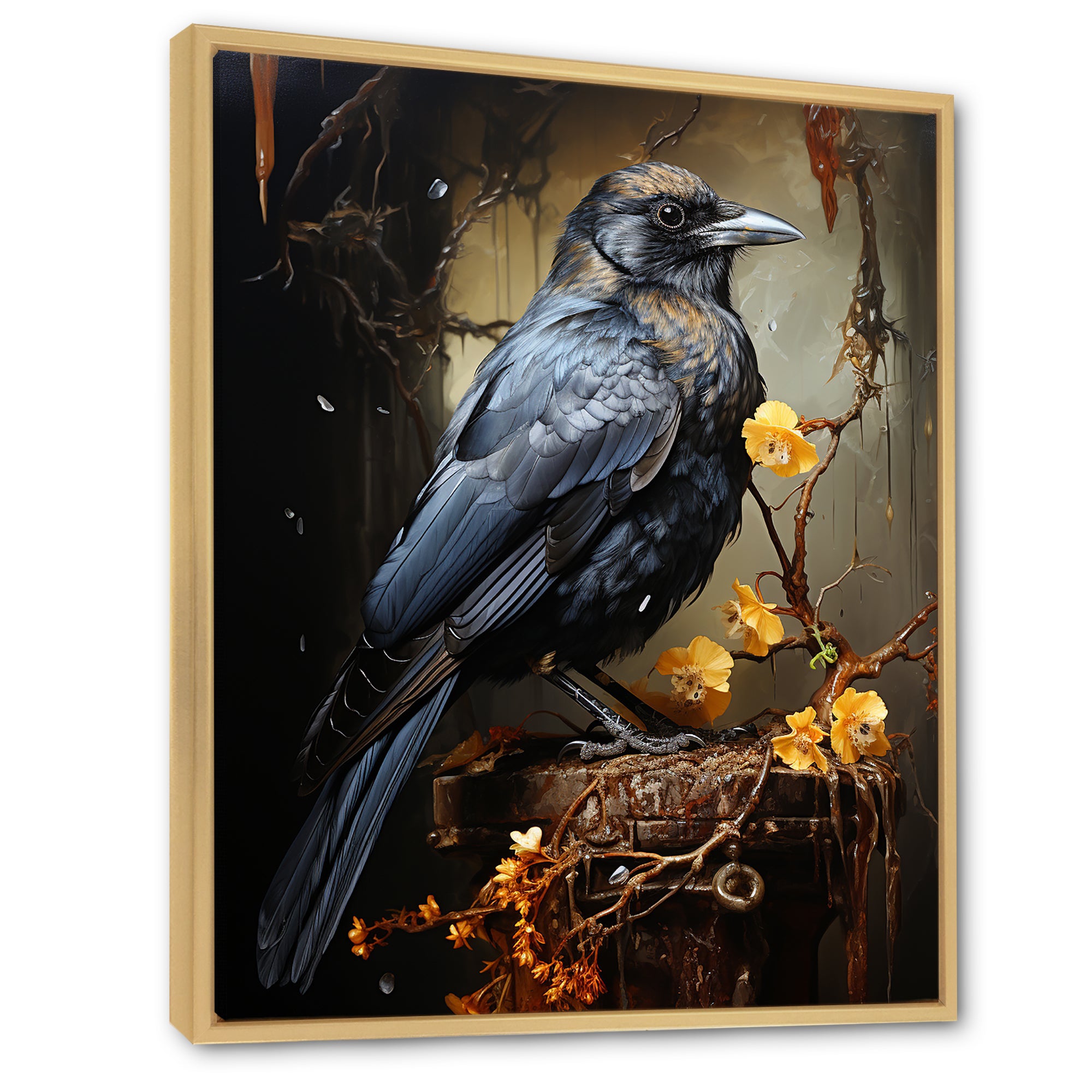 Noir Black Shadows Cast A Mysterious Ambiance - Bird Canvas Wall Art