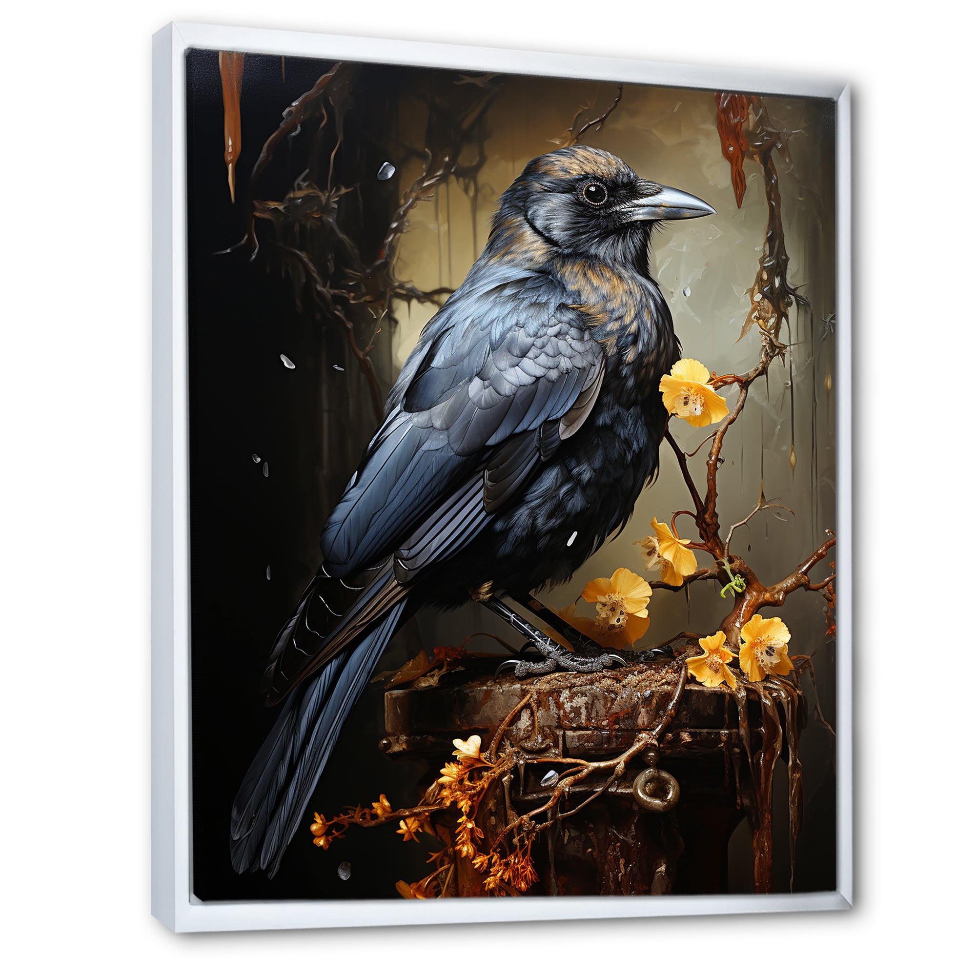 Noir Black Shadows Cast A Mysterious Ambiance - Bird Canvas Wall Art