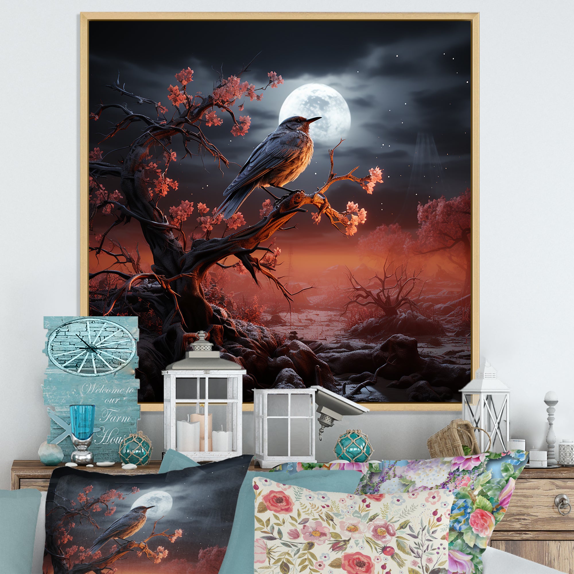 Textured Layers Create Mixed Media Skies - Bird Wall Decor