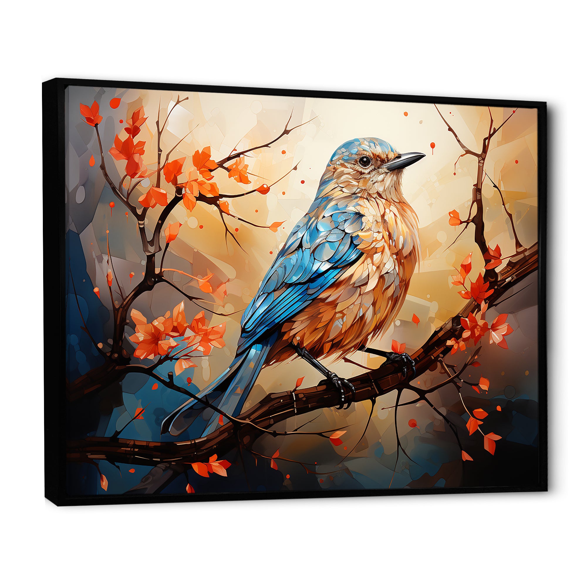 Warm Sunrise Hues An Expressionist Portrayal Bird - Beige Bird Wall Art