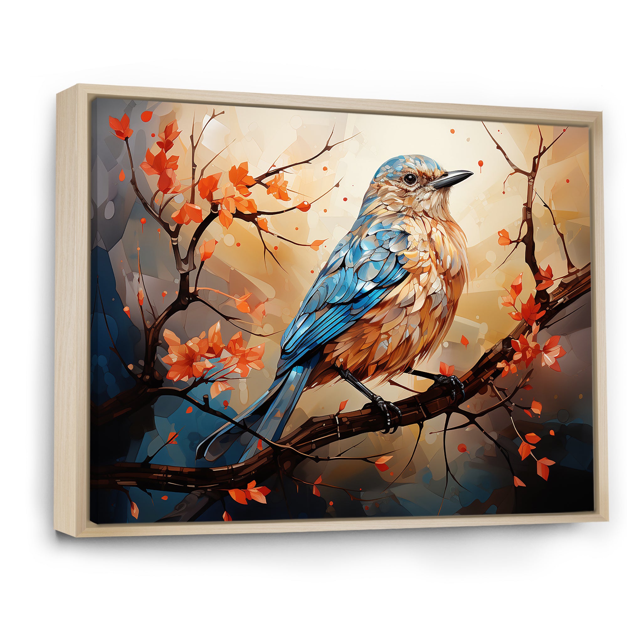 Warm Sunrise Hues An Expressionist Portrayal Bird - Beige Bird Wall Art