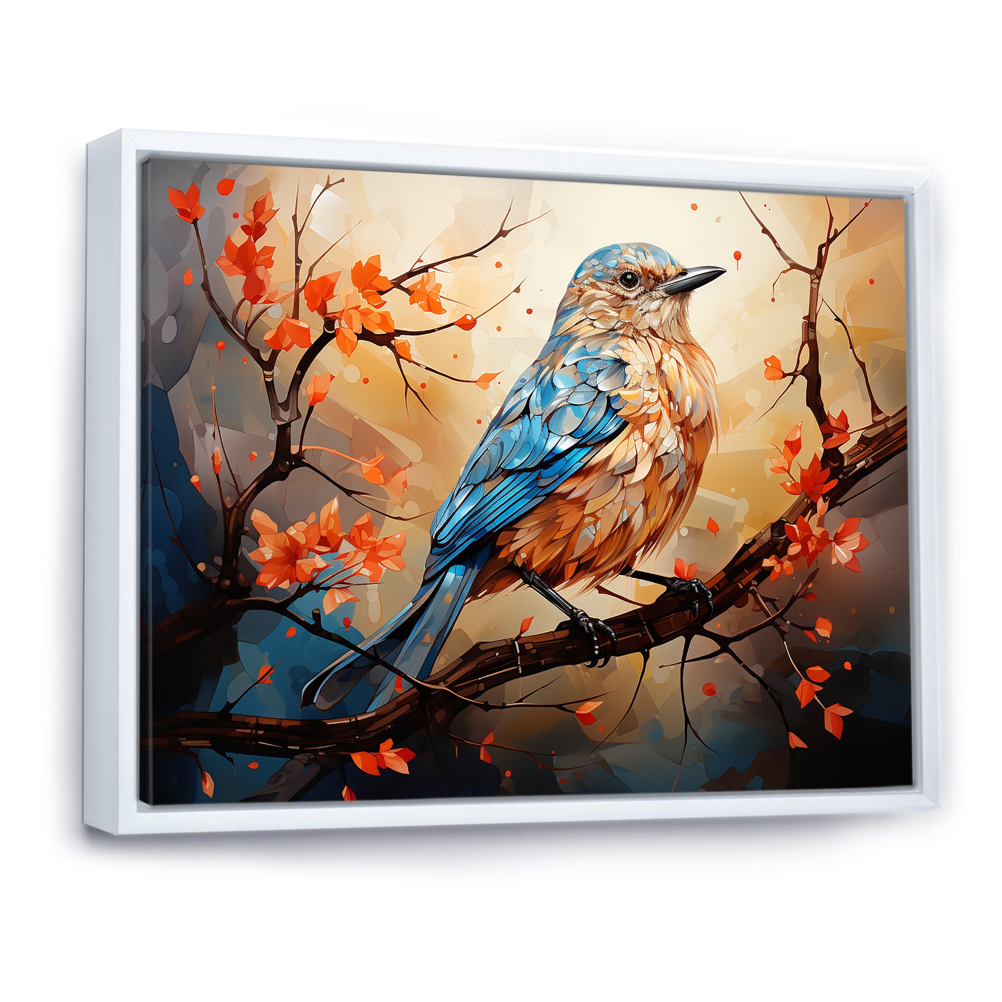 Warm Sunrise Hues An Expressionist Portrayal Bird - Beige Bird Wall Art