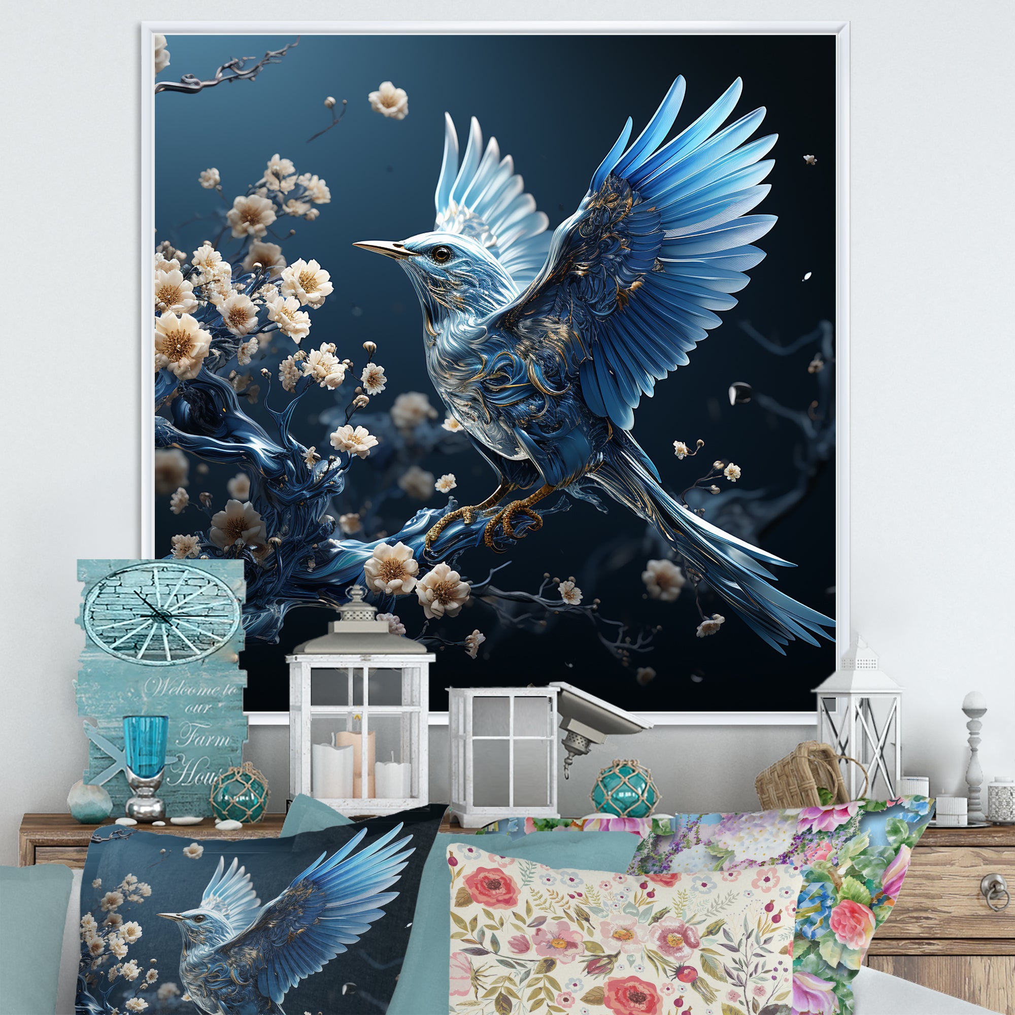 Watery Blues In Capture The Delicate Bird - Bird Home Decor Art