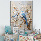 Minimalism Birds Paradise Cherry Blossoms - Bird Floral Canvas Wall Art