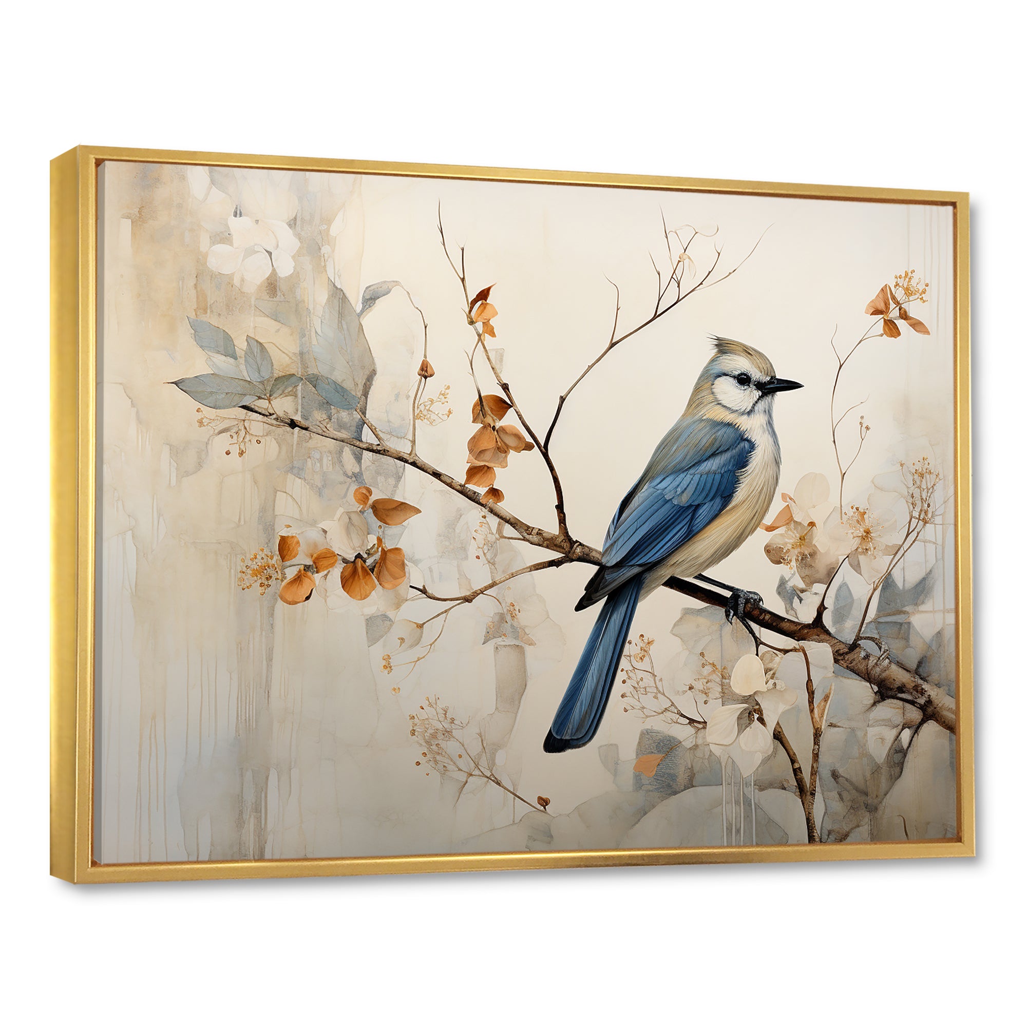 Minimalism Bird On Branch - Bird Floral Wall Decor