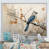 Minimalism Bird On Branch - Bird Floral Wall Decor