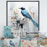 Blue Bird Minimalism Flowers - Bird Floral Wall Art Prints