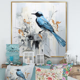 Blue Bird Minimalism Flowers - Bird Floral Wall Art Prints