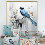 Blue Bird Minimalism Flowers - Bird Floral Wall Art Prints