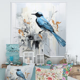 Blue Bird Minimalism Flowers - Bird Floral Wall Art Prints