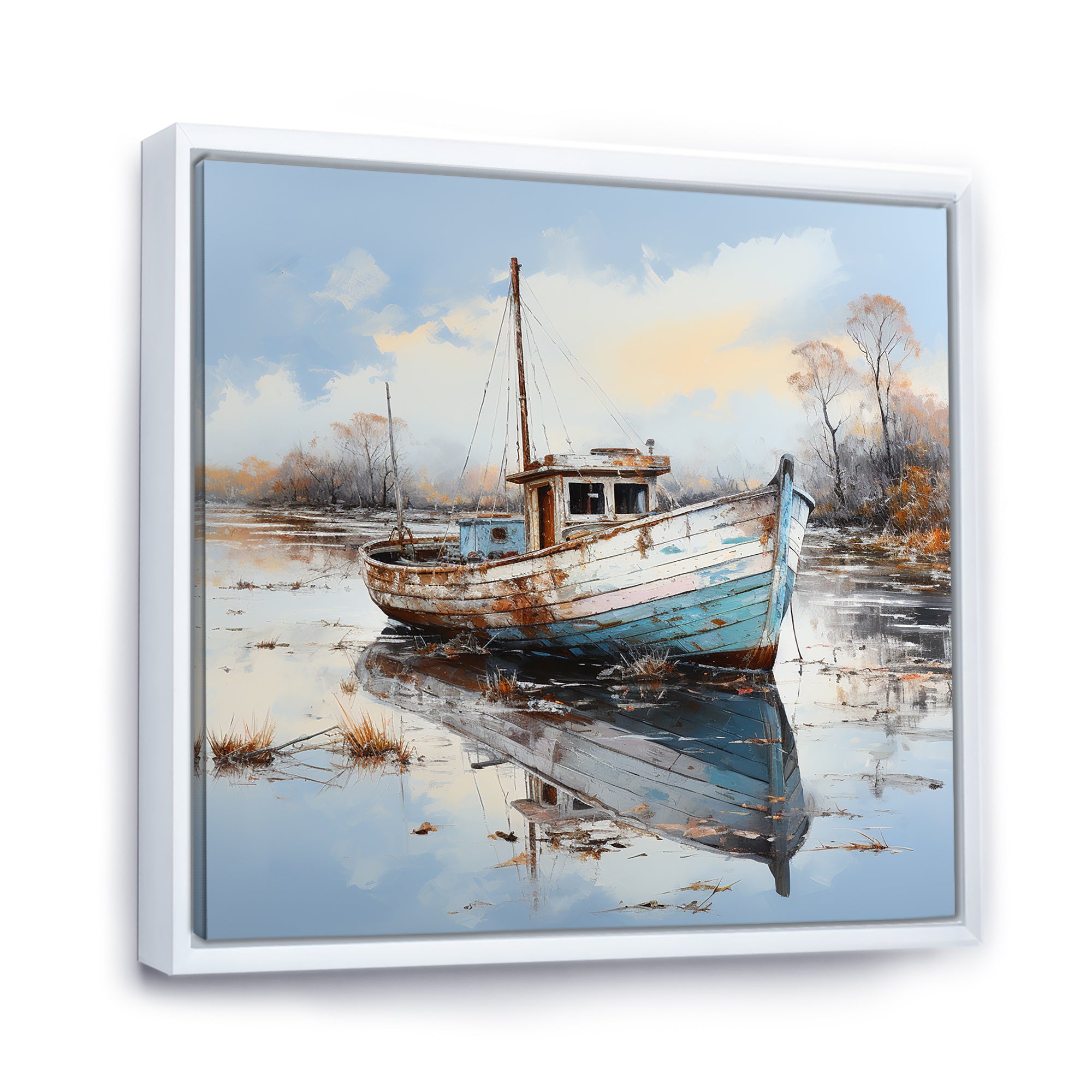 Boat Charm In Winter - Boat Canvas Wall Art