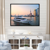 Yacht In Shanghai Bay - Boat Canvas Wall Art