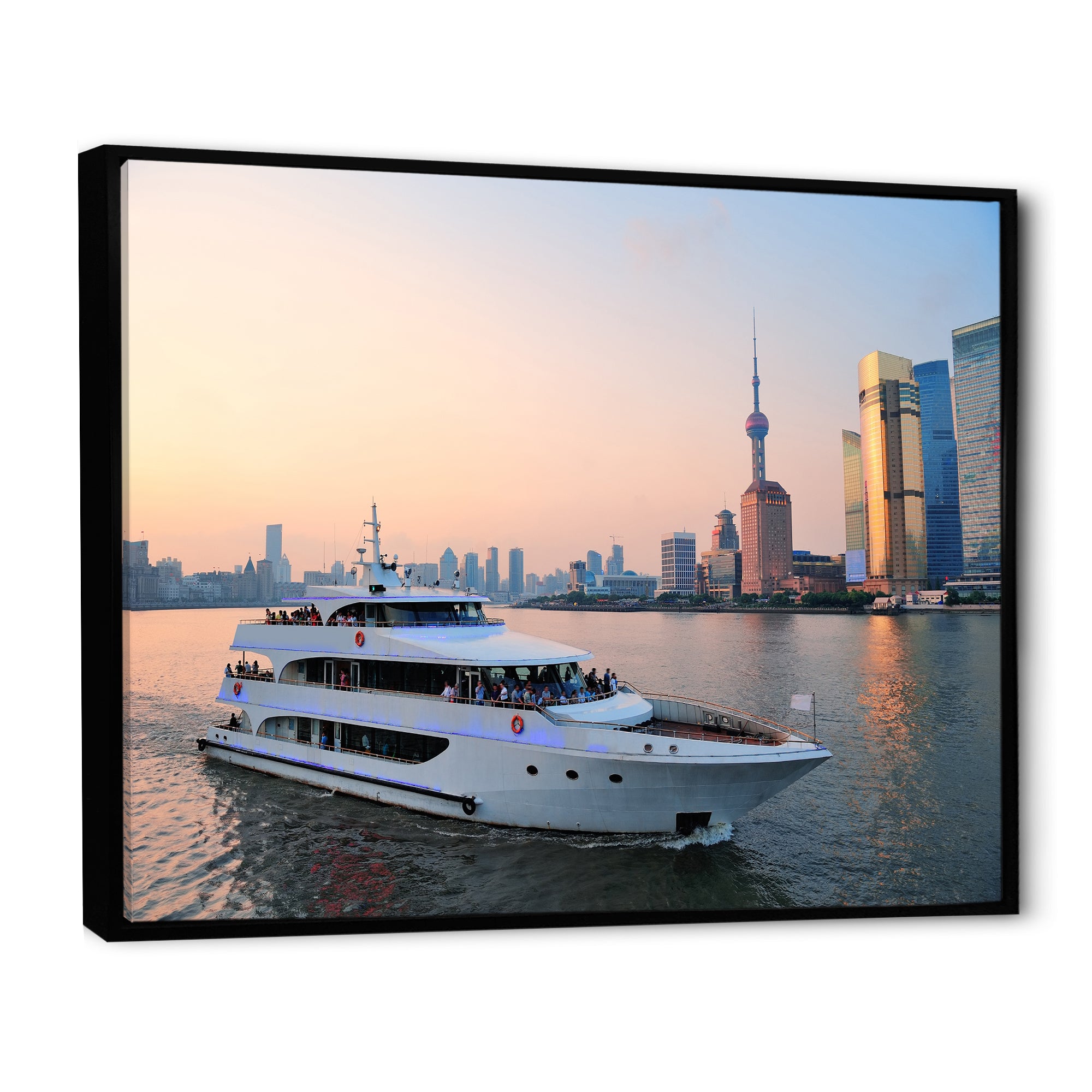 Yacht In Shanghai Bay - Boat Canvas Wall Art