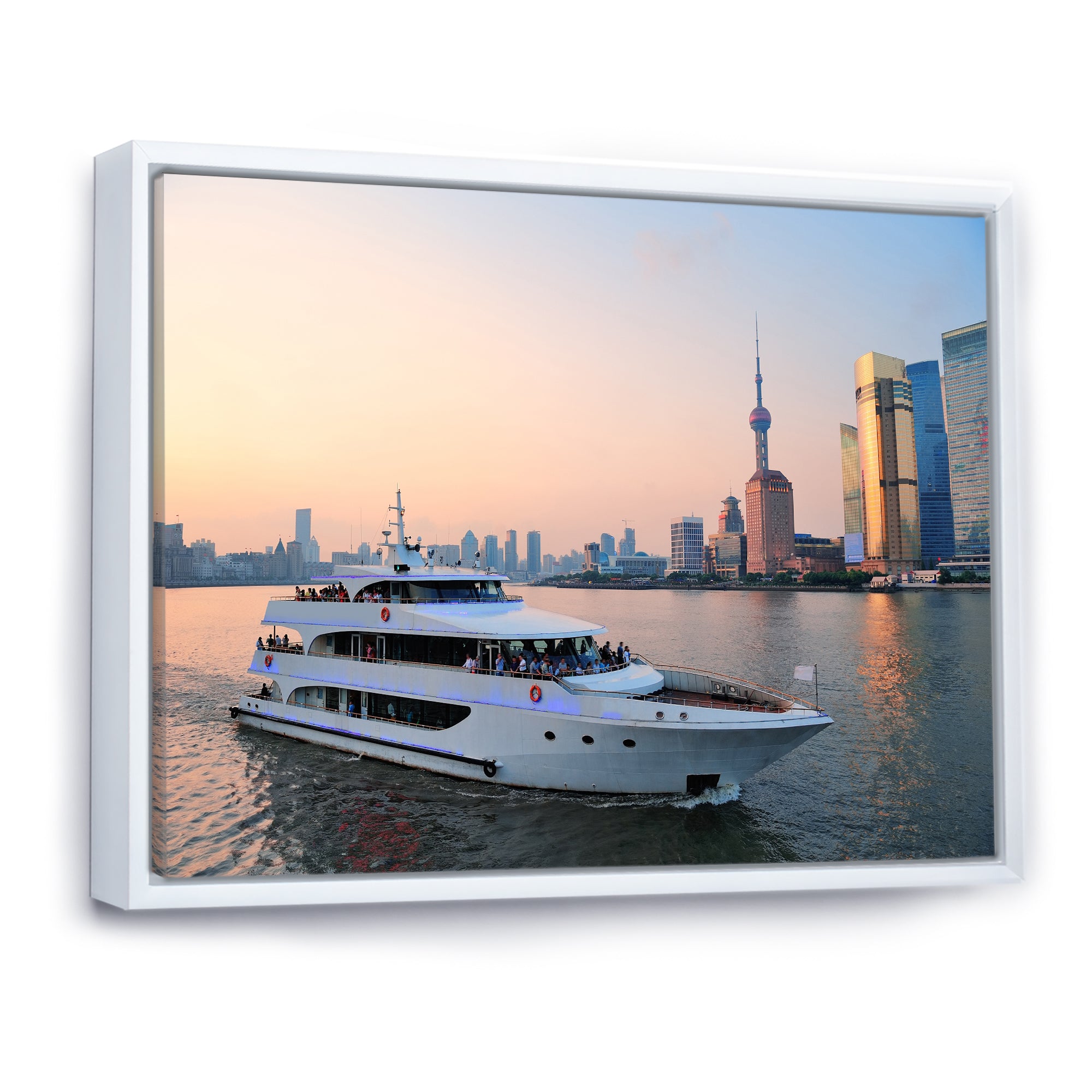 Yacht In Shanghai Bay - Boat Canvas Wall Art