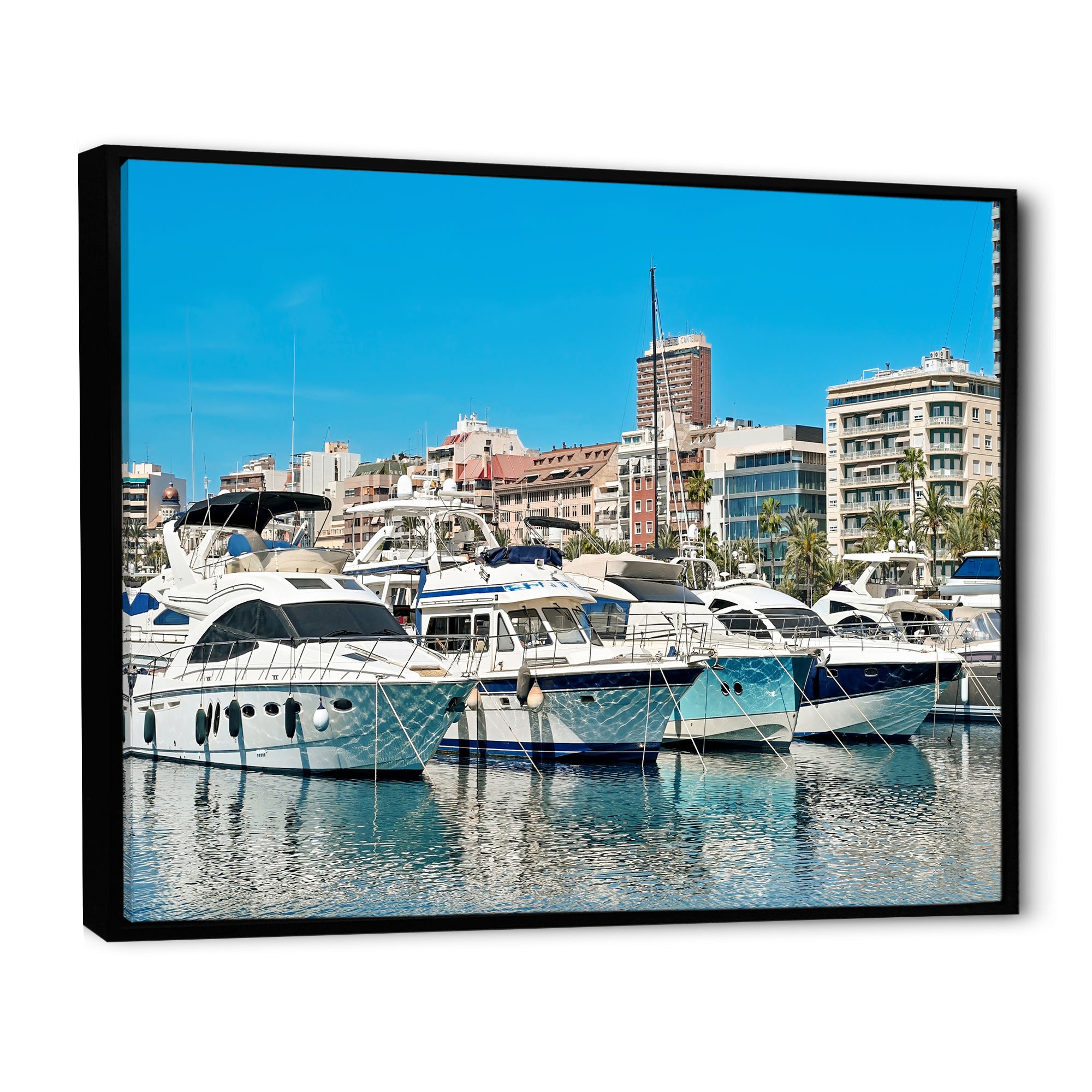 Boats Docked At Port Alicante Spain - Boat Canvas Wall Art
