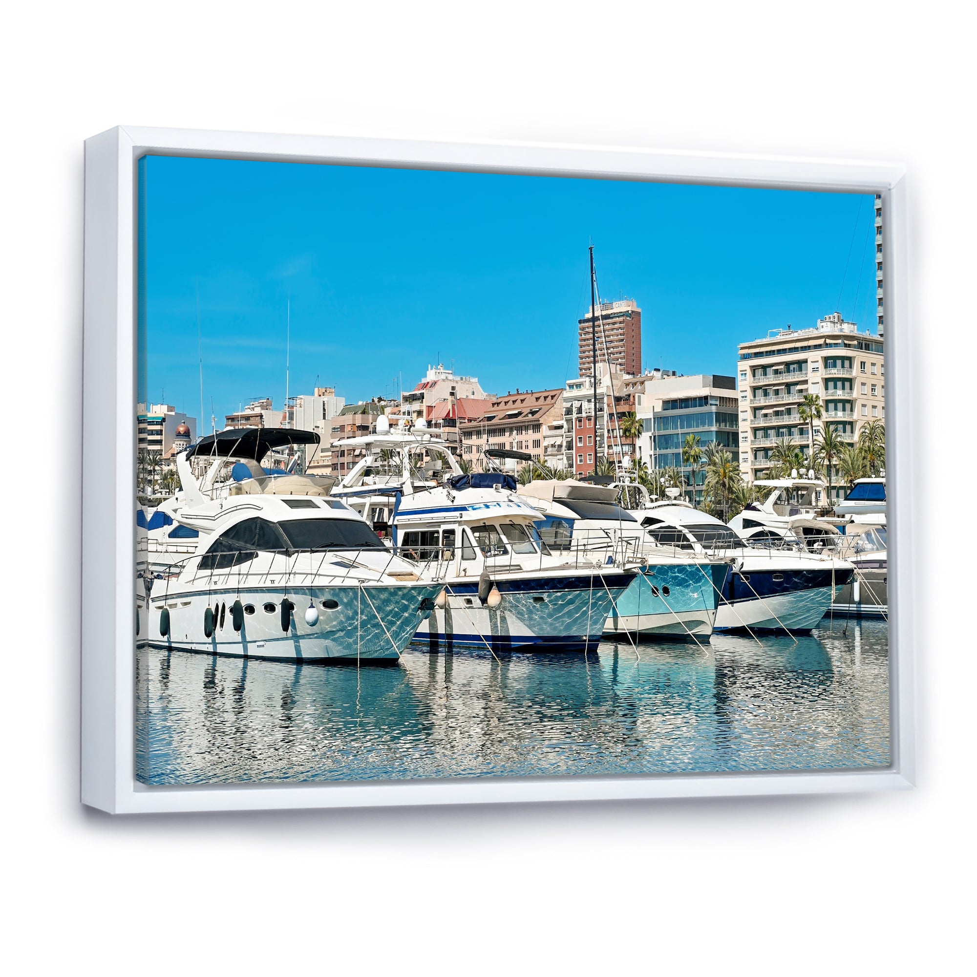 Boats Docked At Port Alicante Spain - Boat Canvas Wall Art