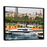 Docked Yacht In Mediterranean Sea Port - Boat Canvas Wall Art