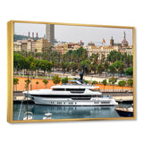 Docked Yacht In Mediterranean Sea Port - Boat Canvas Wall Art