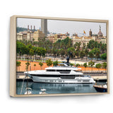 Docked Yacht In Mediterranean Sea Port - Boat Canvas Wall Art