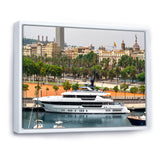 Docked Yacht In Mediterranean Sea Port - Boat Canvas Wall Art