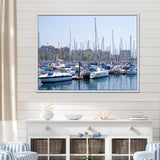Yachts Docked At Port Vell - Boat Canvas Wall Art