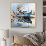Boat Fishing Charm In Winter - Boat Fishing Canvas Wall Art