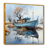 Boat Fishing Charm In Winter - Boat Fishing Canvas Wall Art