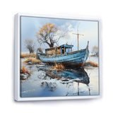 Boat Fishing Charm In Winter - Boat Fishing Canvas Wall Art
