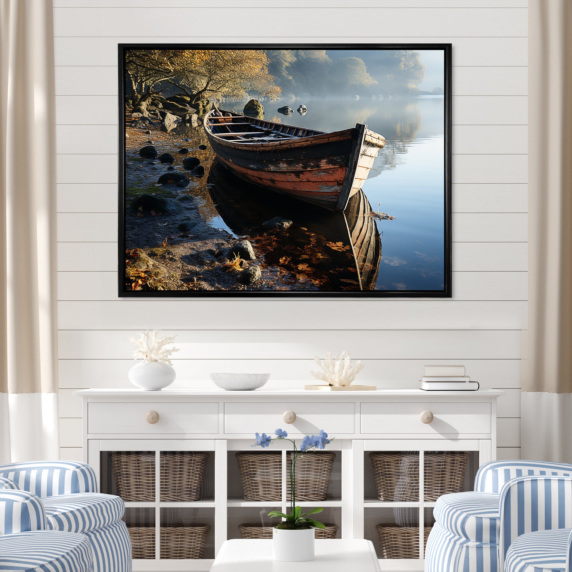 Sailing Charm In The Morning Mist - Boat Sailing Canvas Wall Art