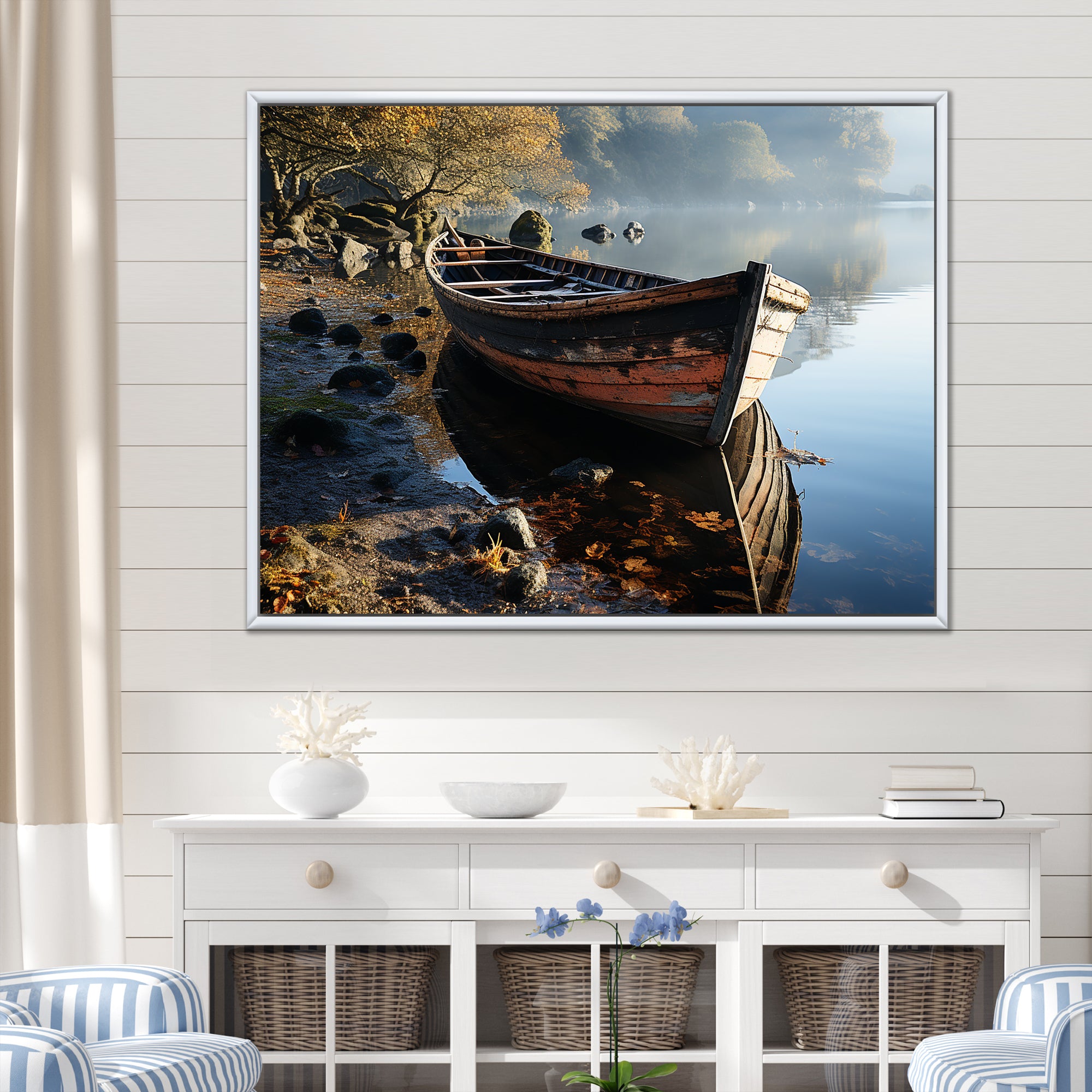 Sailing Charm In The Morning Mist - Boat Sailing Canvas Wall Art