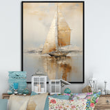 Gold Sailing Charm In The Morning Mist - Boat Sailing Canvas Wall Art
