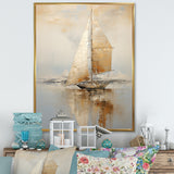 Gold Sailing Charm In The Morning Mist - Boat Sailing Canvas Wall Art
