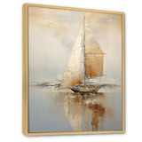 Gold Sailing Charm In The Morning Mist - Boat Sailing Canvas Wall Art