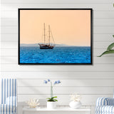 Lonely Sailboat Sails Sea Dawn - Boat Sailing Canvas Wall Art
