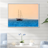 Lonely Sailboat Sails Sea Dawn - Boat Sailing Canvas Wall Art