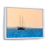 Lonely Sailboat Sails Sea Dawn - Boat Sailing Canvas Wall Art