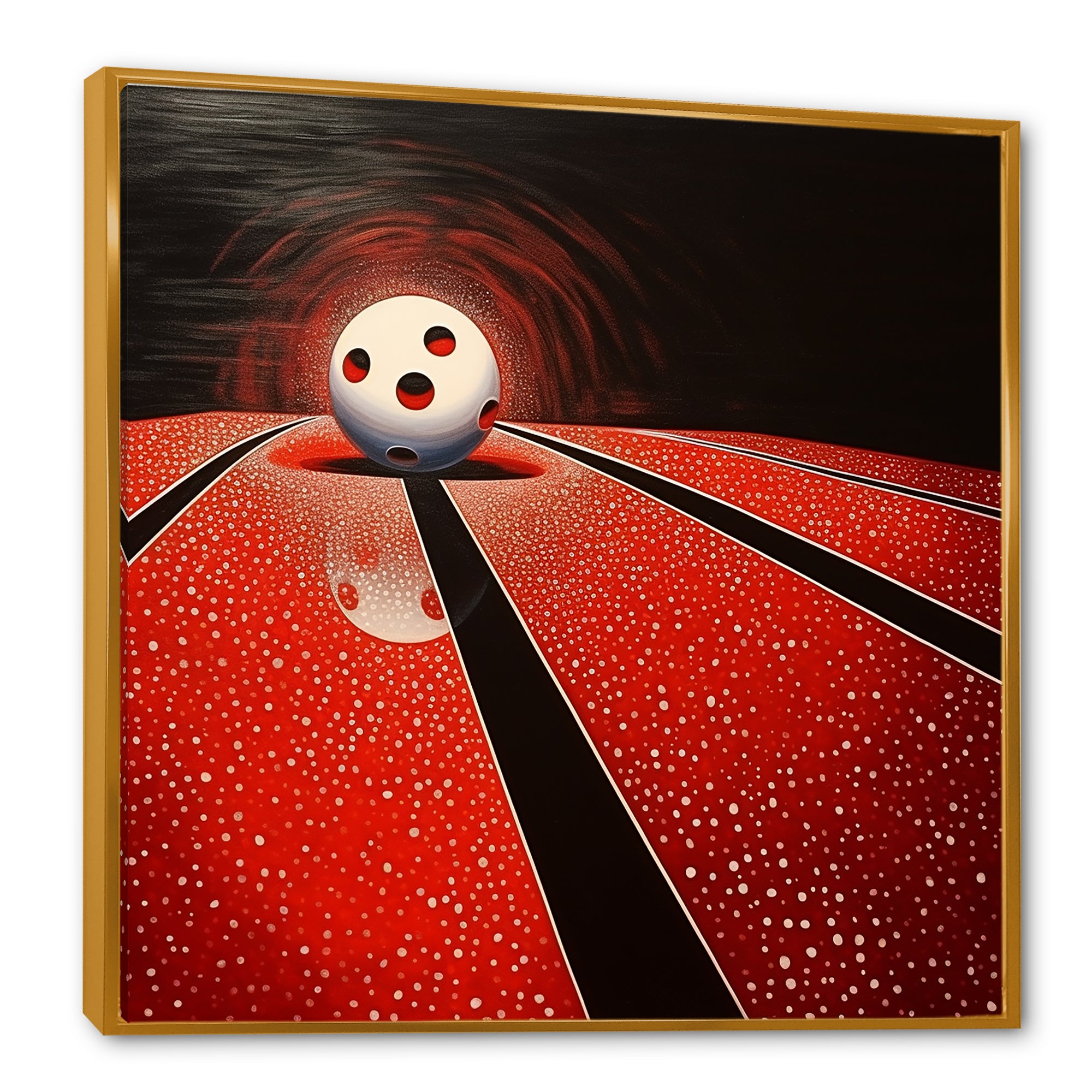 Ruby Roll White Ball In Red - Bowling Canvas Wall Art