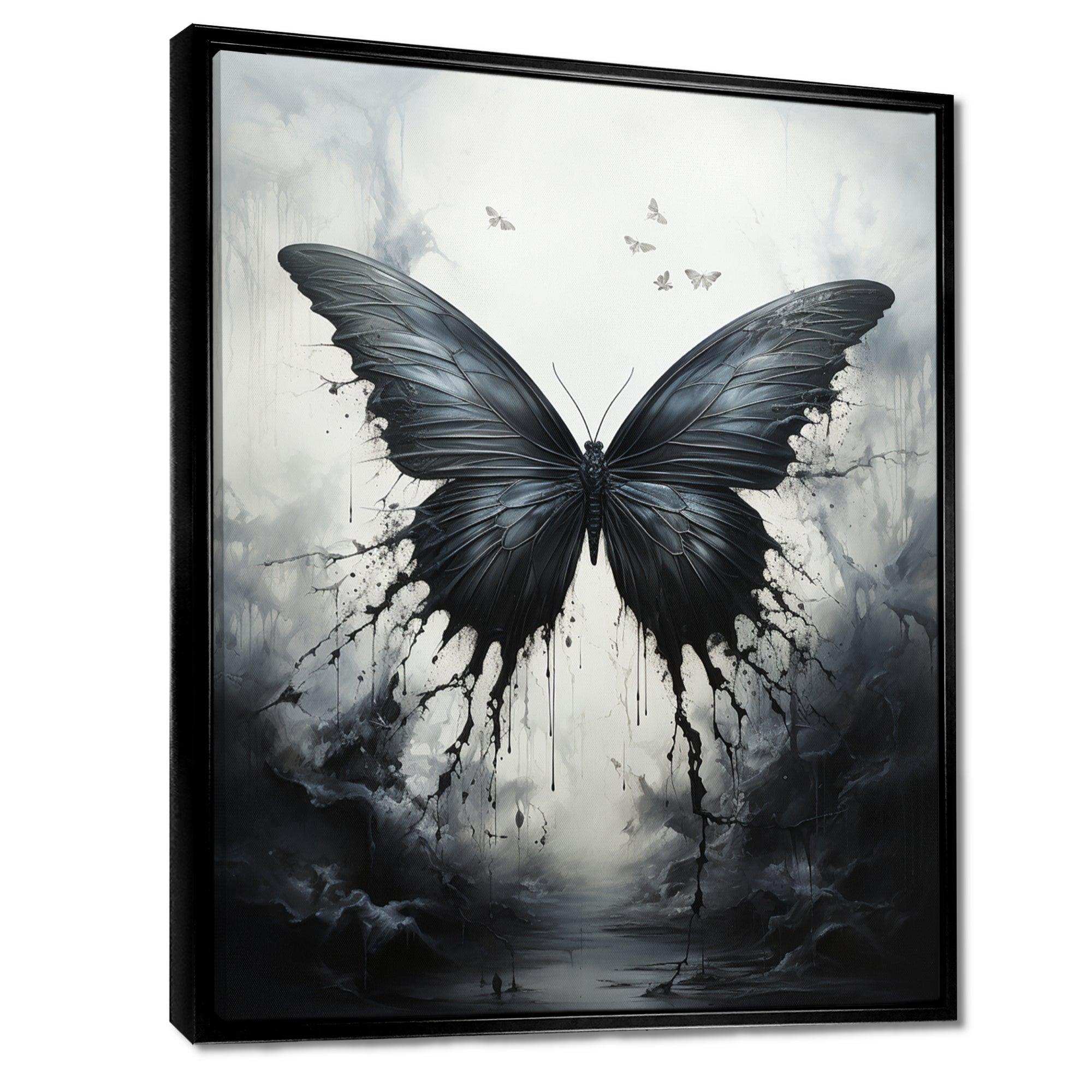 Butterfly Monochrome Metamorphosis - Animals Canvas Wall Art